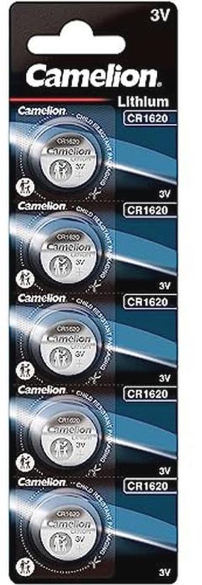 Lithium knoopcelbatterijen CR1620 - Set van 5, 3 Volt, 90 mAh - Voor diverse apparaten