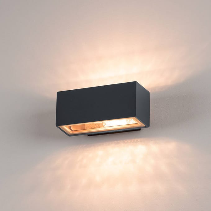 SLV wandlamp Box, antraciet, aluminium, breedte 22 cm, up/down