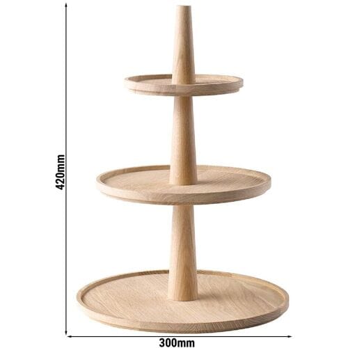 GGM Gastro Etagère - VALO - 3-stufig - Rund - Eichenholz - Höhe: 420mm