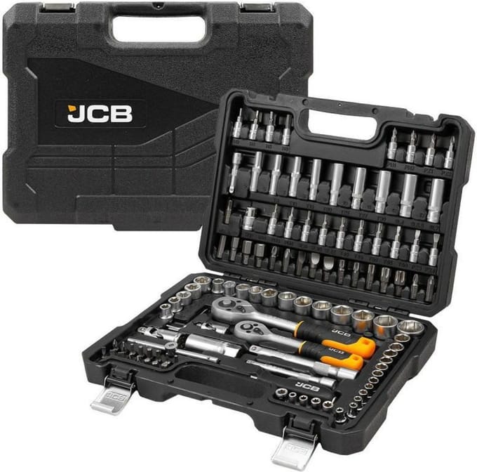 JCB 108-delige Steeksleutel- en Bitset van Chroom-Vanadium Staal