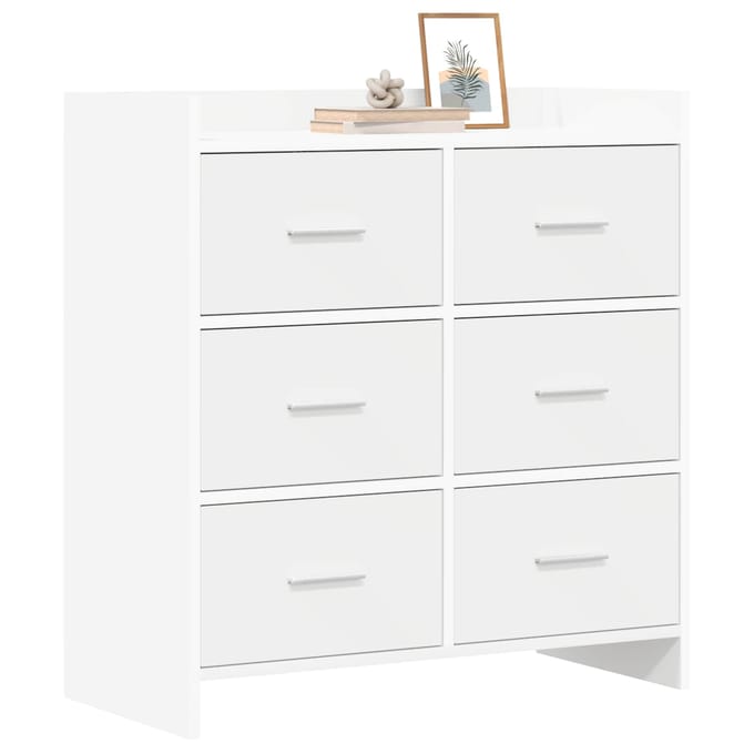 vidaXL - Dressoir - Wit - 75 - x - 33 - x - 80 - cm - Bewerkt - hout