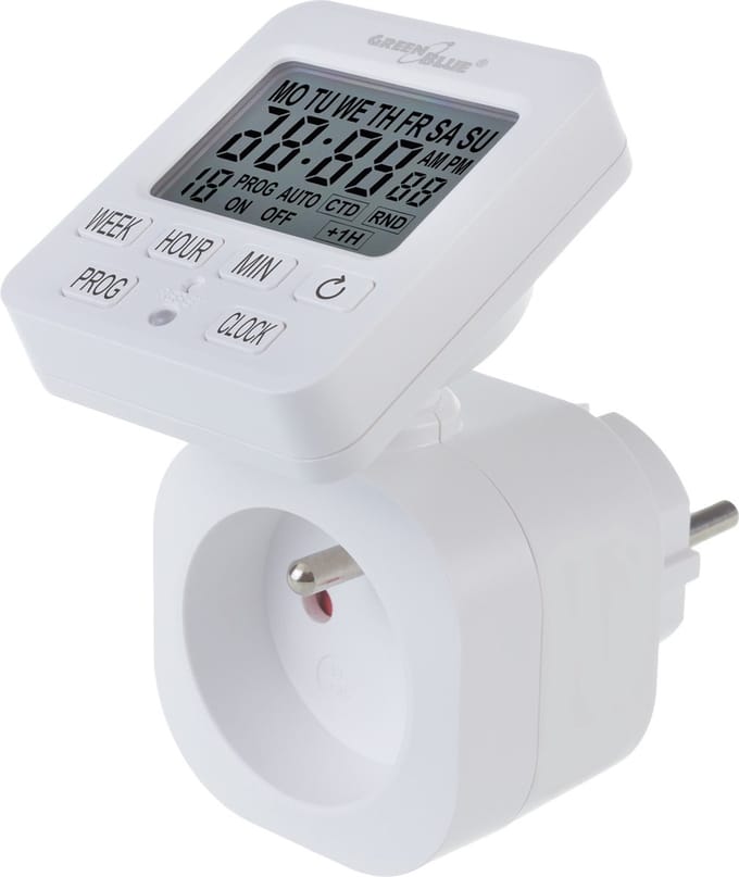 GreenBlue GB605 E - Digitale Tijdschakelaar - Digitale schakelklok - Schakelklok Timer - Schakelklok - max. belasting 16A - IP20