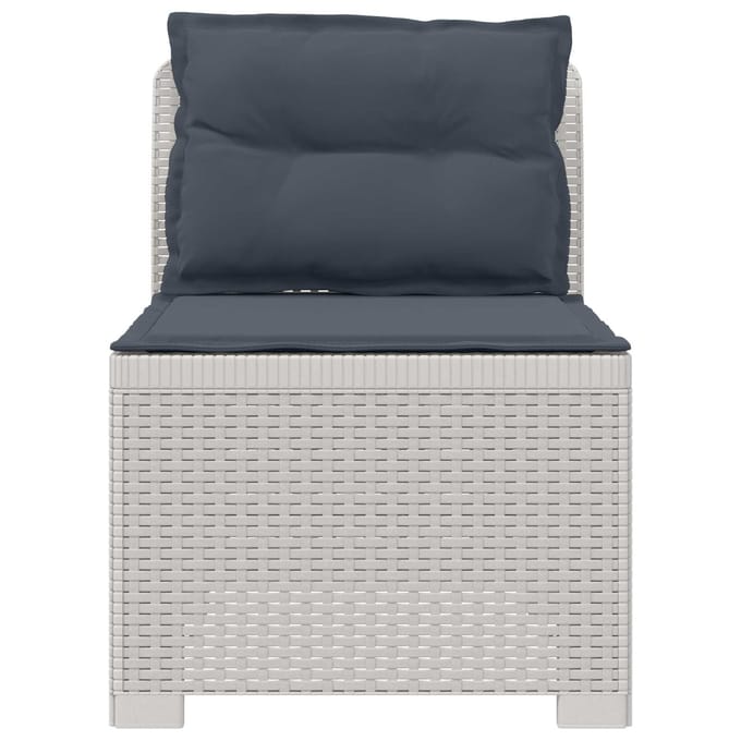 vidaXL - Eén-zits - Tuin - Sofa - met - Kussens - Rieten - Look - PP - Wit
