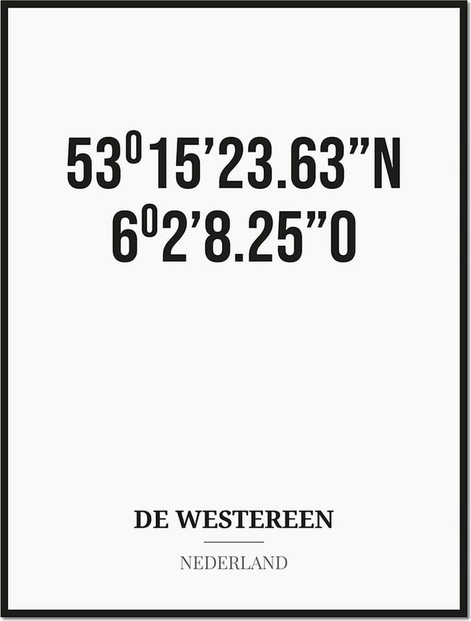 Poster/kaart DE WESTEREEN met coördinaten