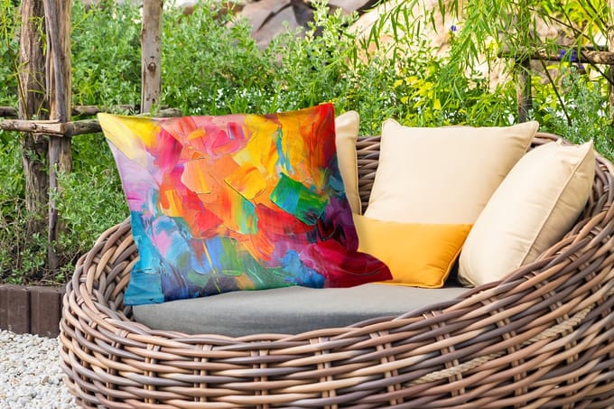Buitenkussens - Abstract - Verflook - Modern - Kleurrijk - 60x40 cm - Weerbestendig
