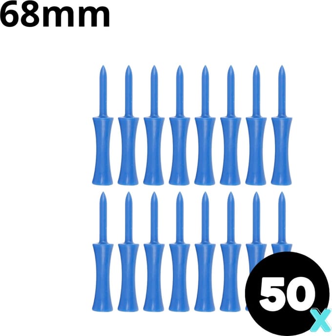 Golf tees - 50 stuks - 68mm - Duurzaam kunststof - Blue - Golf accesoires - Golfset - Golftee