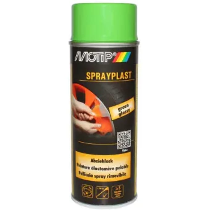 Bombe de peinture vert brillant élastomère pelable Motip Sprayplast 396557 pour moto
