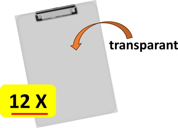 12 x Klembord Office Basics - Acryl - transparant - A4 - 23 x 31cm