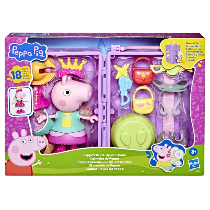 Hasbro Peppa Pig kledingkast speelset met accessoires en stickers.