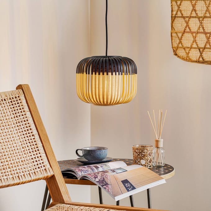 Forestier hanglamp Bamboo XS, Ø 27 cm, zwart