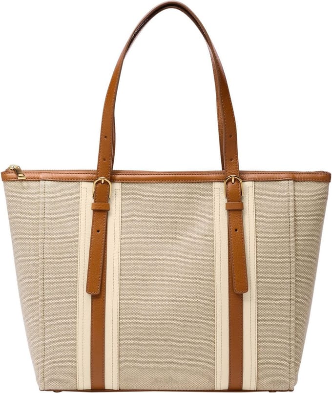 FOSSIL Shopper Schoudertas Carlie Tote Natural Brown Beige