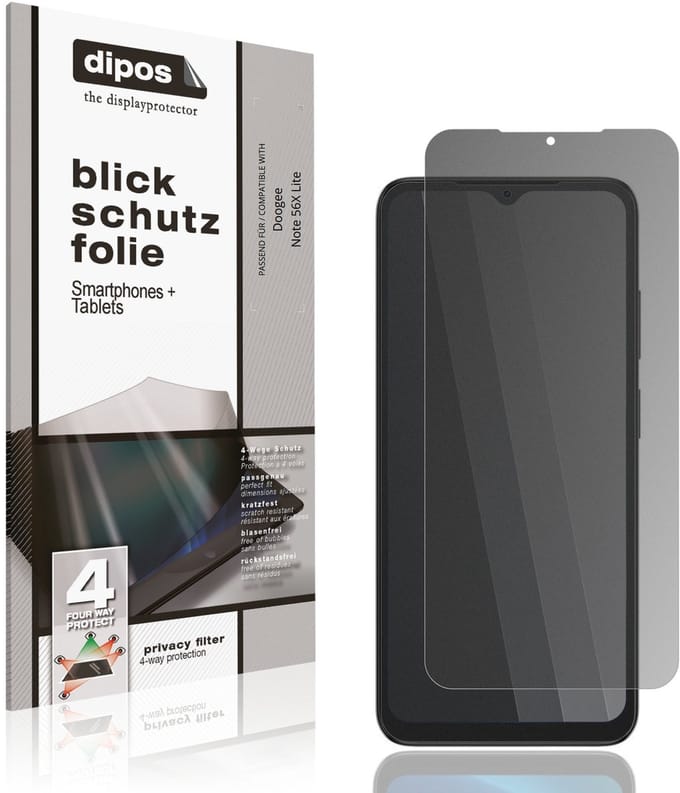 dipos – Matte Privacy Screenprotector geschikt voor Doogee Note 56X Lite | Anti-Spy Beschermfolie