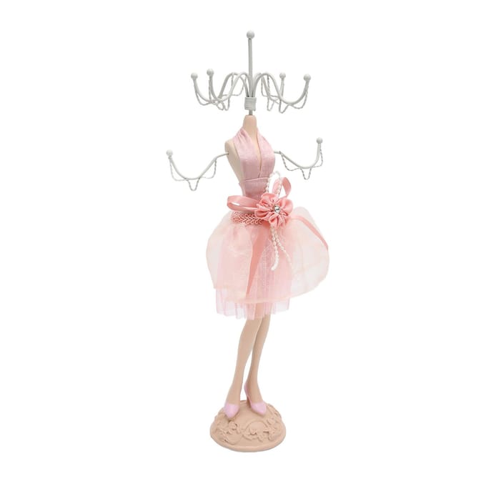 Elegante Sieraden Display Stand Mannequin Jurk Ketting Sieraden Rek Houder voor Ringen Armband Oorbellen white