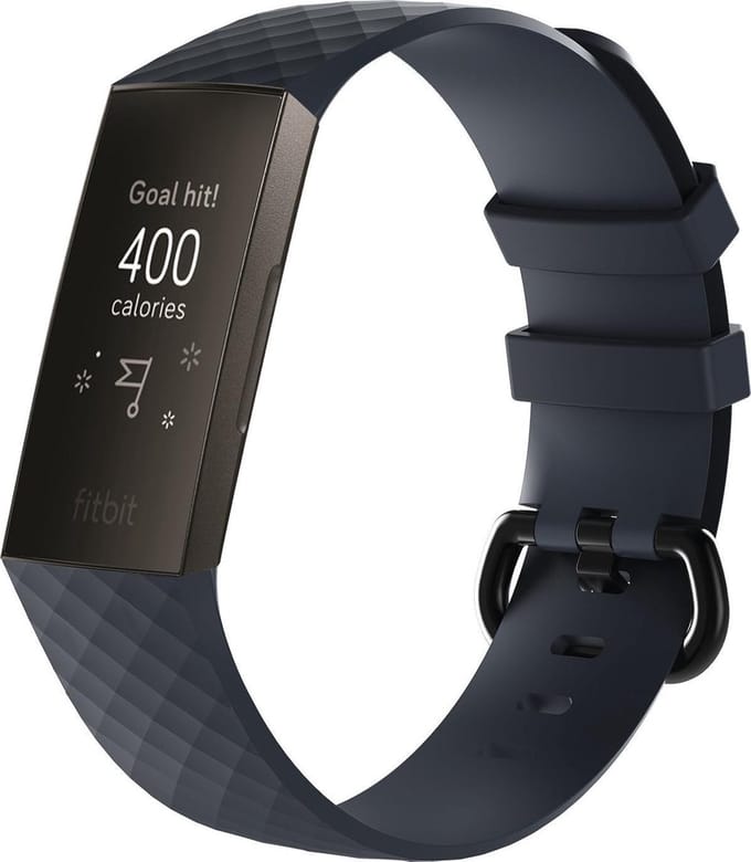 KELERINO. Siliconen bandje geschikt voor Fitbit Charge 3 / Charge 4 Donker grijs - Small