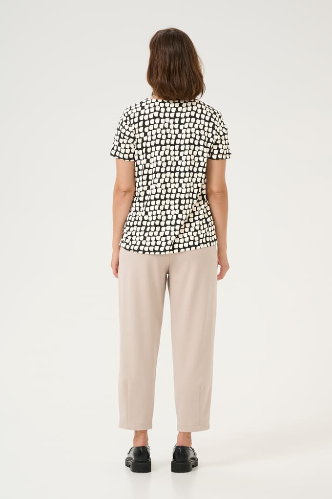 Blouse met korte mouwen Regular fit Black_Sand Graphic Dot black