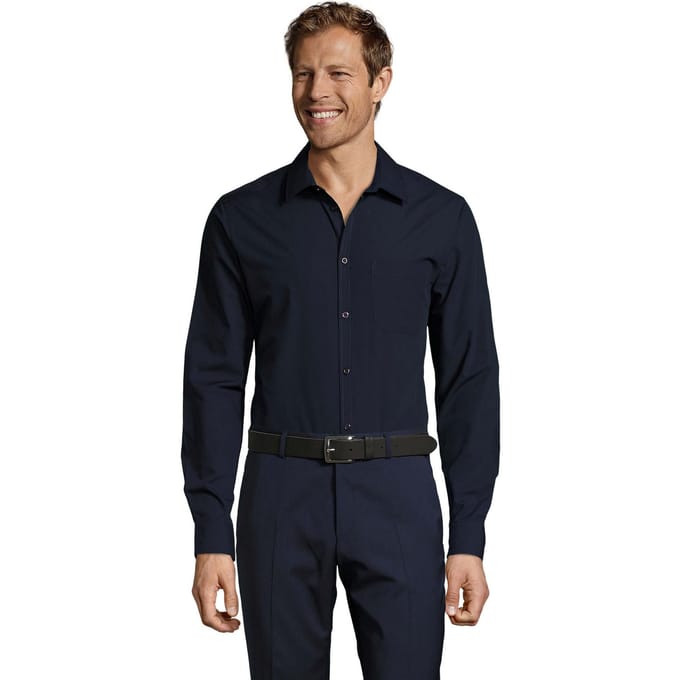 SOLS Heren Baltimore Fitted Overhemd (Donkerblauw)