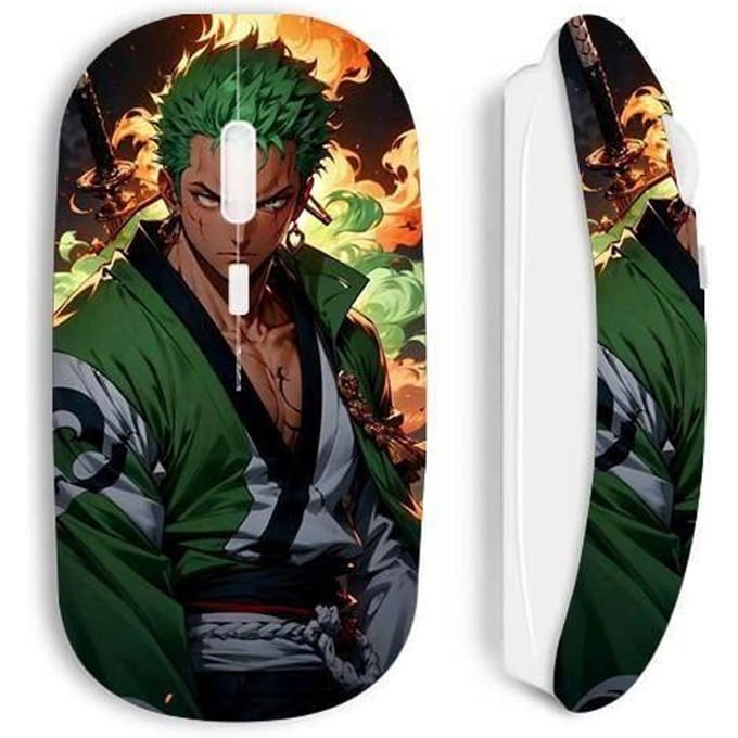 Souris sans fil maniacase blanche One piece Zoro manga anime 3D art