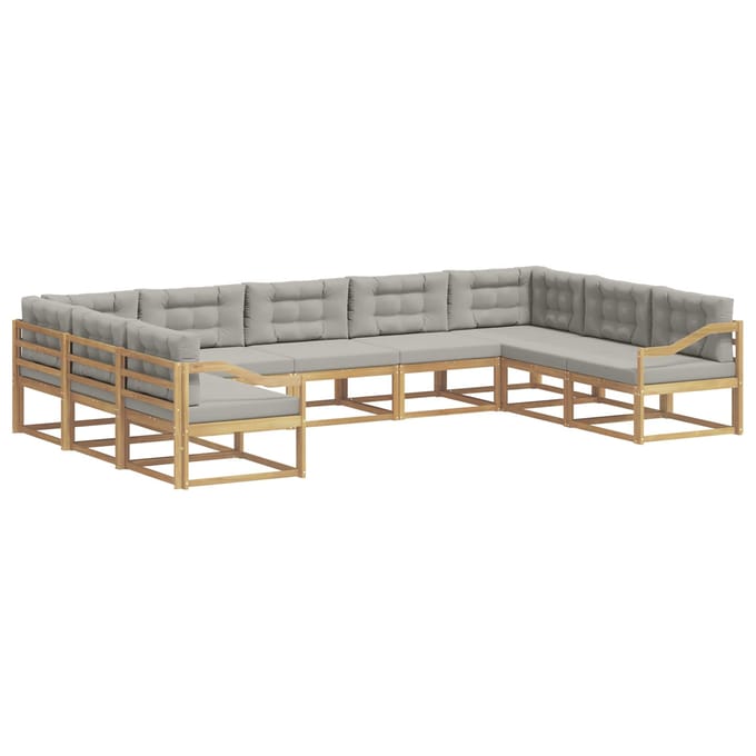 vidaXL - Buiten - bank - set - 9 - st - Wit - en - Lichtgrijs