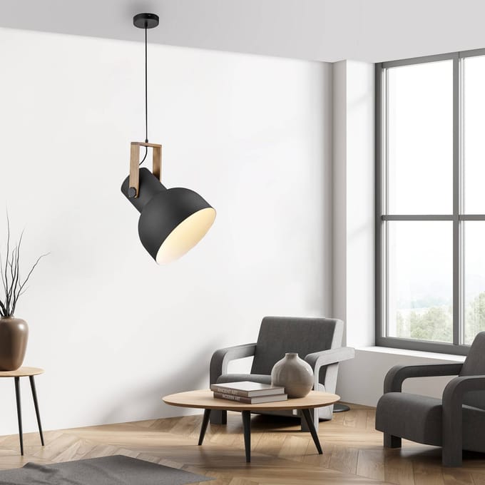 JUST LIGHT. GmbH JUST LIGHT. Cup 2.0 hanglamp, Ø30cm, 1-lamp, zwart