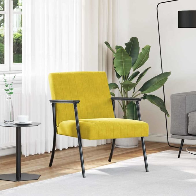 vidaXL Fauteuil Geel 59 x 75 x 78 cm Fluweel