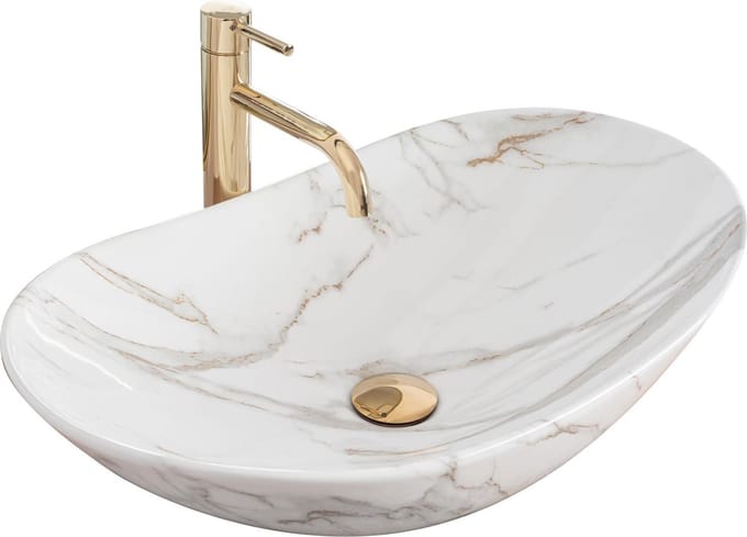 Rea Royal Shiny Aiax Marmur Opzetwastafel Steen Imitatie 62x36 cm