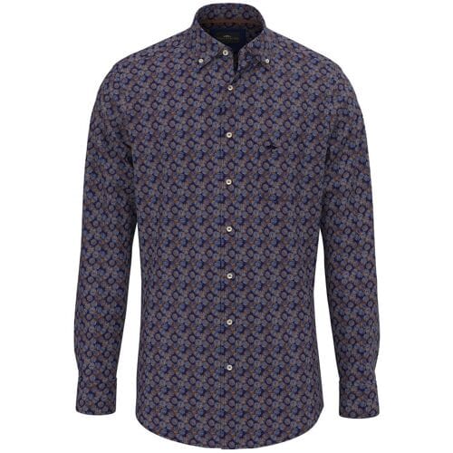 Fynch-Hatton Overhemd Allover Fancy Striped Circles Button Down Hazel / male
