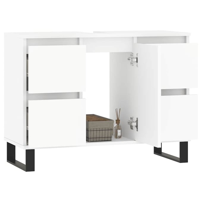 vidaXL - Badkamerkast - 80x33x60 - cm - bewerkt - hout - wit