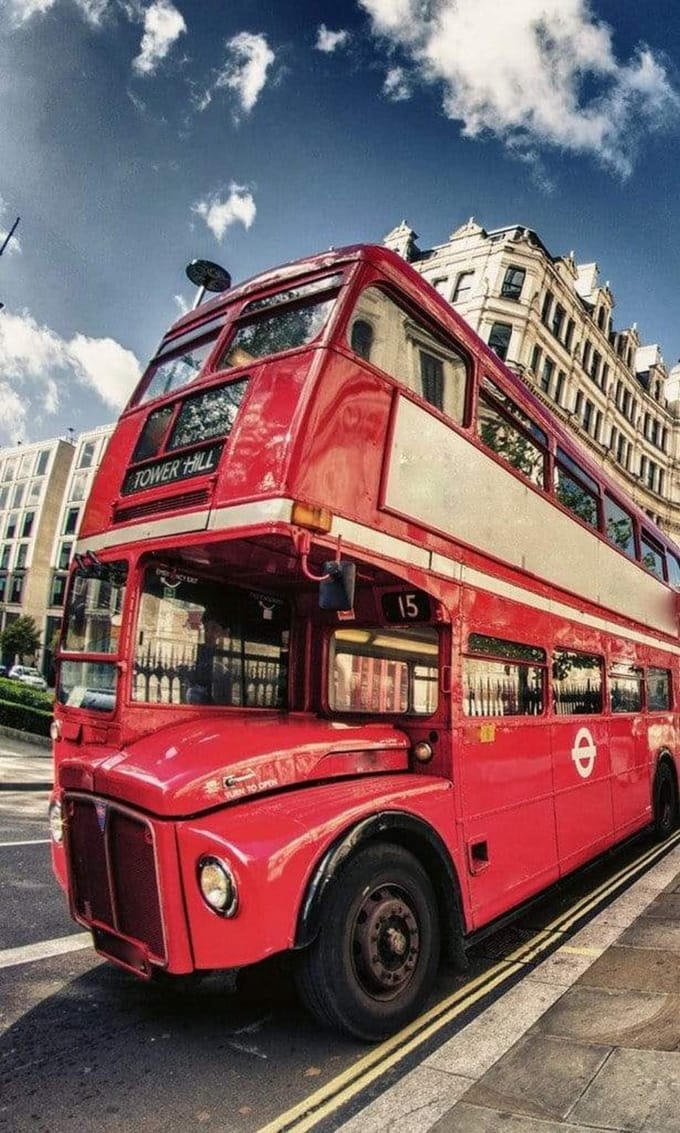 Fotobehang - Double Decker Bus 150x250cm - Vliesbehang