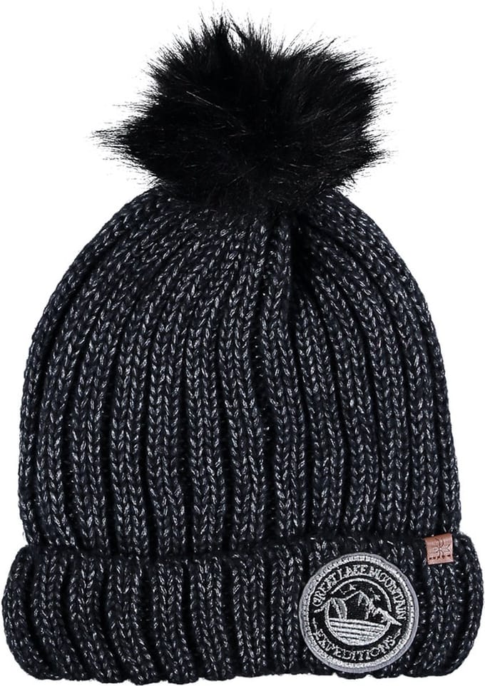 Meisjes Muts Effen Zwart met Pompon