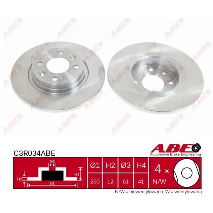 Remschijf ABE C3R034 voorkant, compleet, 1 Stuk