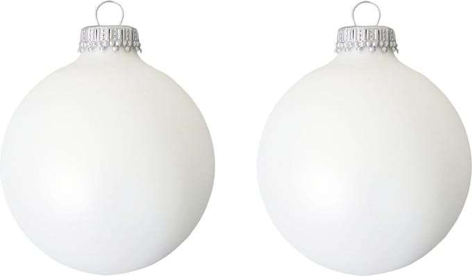 Krebs Kerstballen - 16x - satijn wit - glas - mat - 7 cm - Kerstversiering/kerstdecoratie