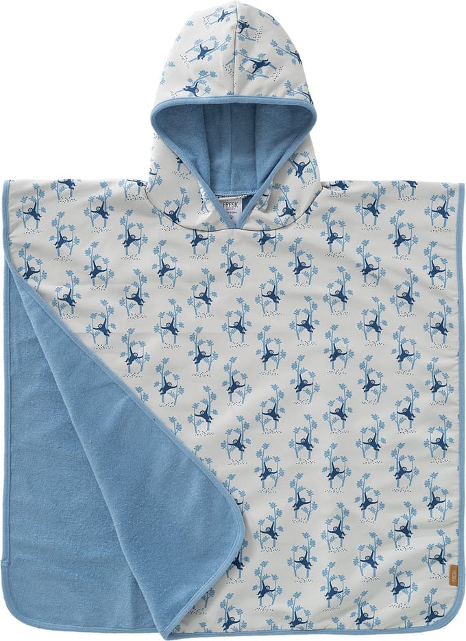 Fresk UV badponcho one size - Badcape met Capuchon – Sneldrogend Strandlaken - Jongens - Creme - Monkey