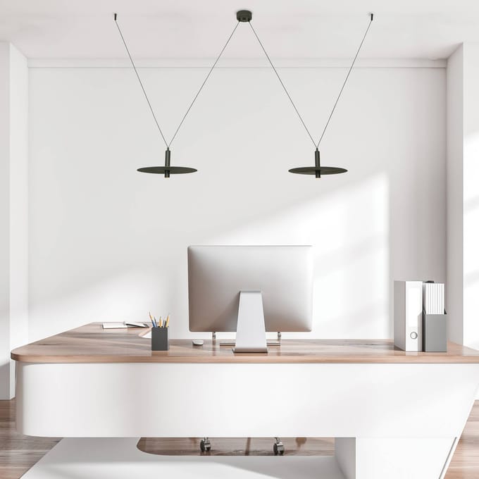 Zambelis LED hanglamp 23227, zwart, Ø 35 cm, 2-lamps, metaal