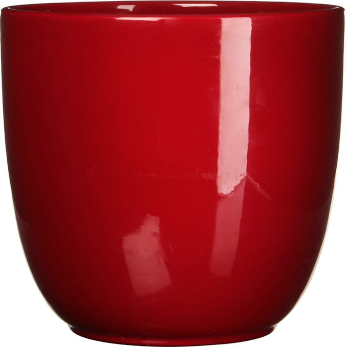 Mica Decorations Plantenpot - rood - glans - keramiek - DD35 x HH31,5 cm - bloempot