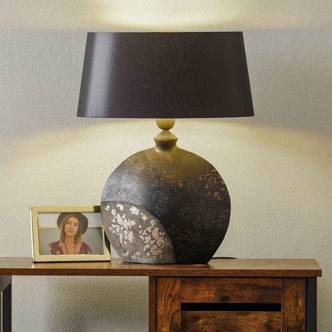 Holländer Tafellamp Mary, keramiek en sits, hoogte 50 cm