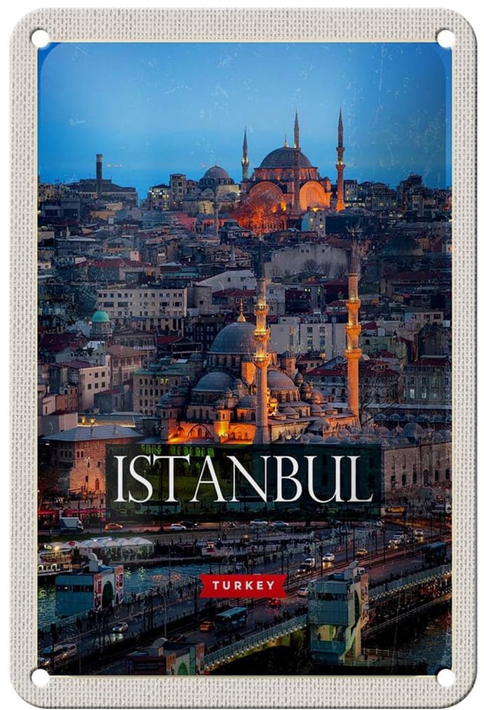 Blechschild Reise 12x18cm Istanbul Turkey Bild Moschee Dekoration