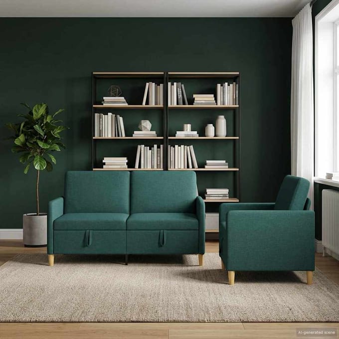 vidaXL - Sofa - Set - Met - Opslag - 2 - st - Donkergroen - Polyester