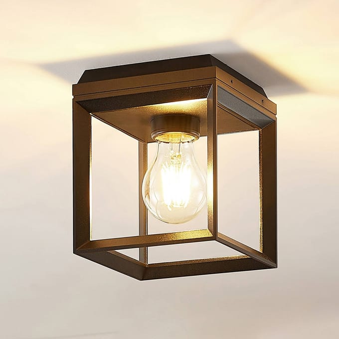 Arcchio - plafondlamp - 1licht - Aluminium - H: 16.4 cm - E27 - zwart (RAL 9005)