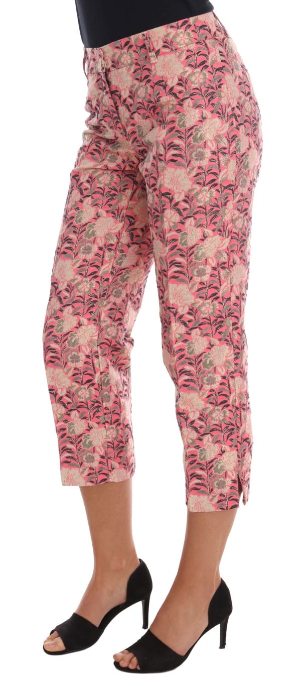 Dolce & Gabbana Roze Bloemige Brocade Capri Pants