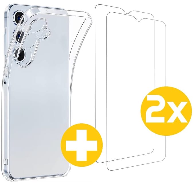 Hoesje en Screenprotector Combi Geschikt Voor Samsung Galaxy A26 - Transparant Hoesje + 2x Screenprotector