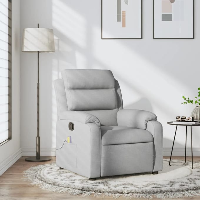vidaXL - Massagestoel - met - lichtgrijze - stof