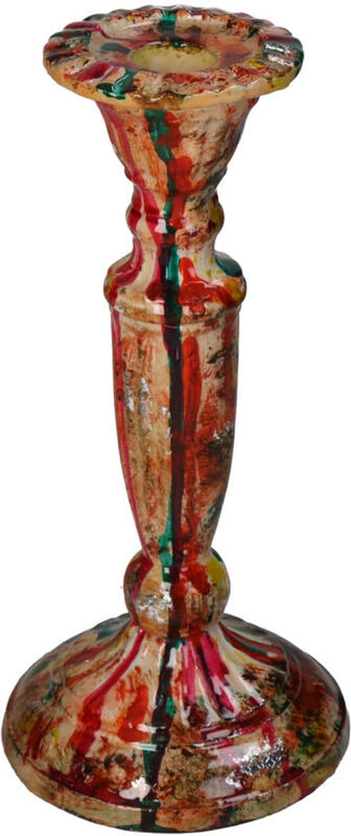 Kaarsenhouder - Beschilderd Meerderkleurig - ↑ 22 cm