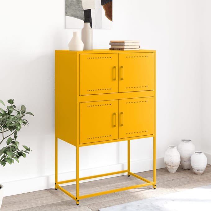vidaXL - Dressoir - 68,5x38,5x107 - cm - staal - mosterdgeel