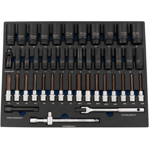 HBM inlay met krachtdoppenset, bitset 45-delig