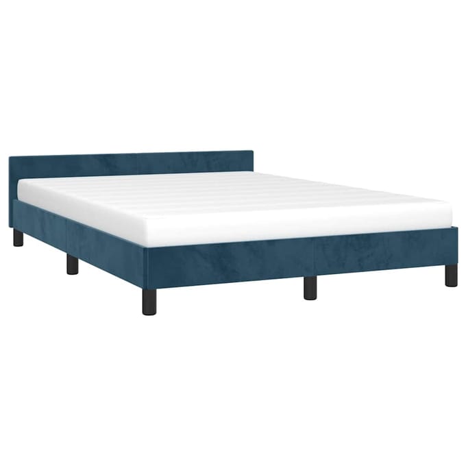 vidaXL - Bedframe - zonder - matras - 140x200 - cm - fluweel - donkerblauw