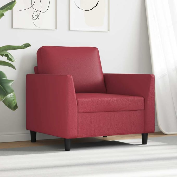 vidaXL - Fauteuil - 60 - cm - kunstleer - wijnrood