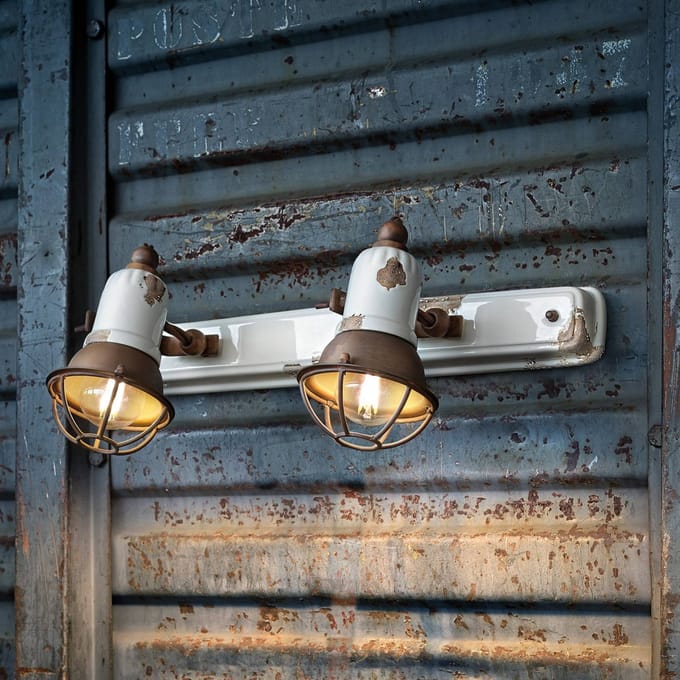 Ferroluce Wandlamp C1676/1, 1-lamp, wit/rustbruin, keramiek, E14