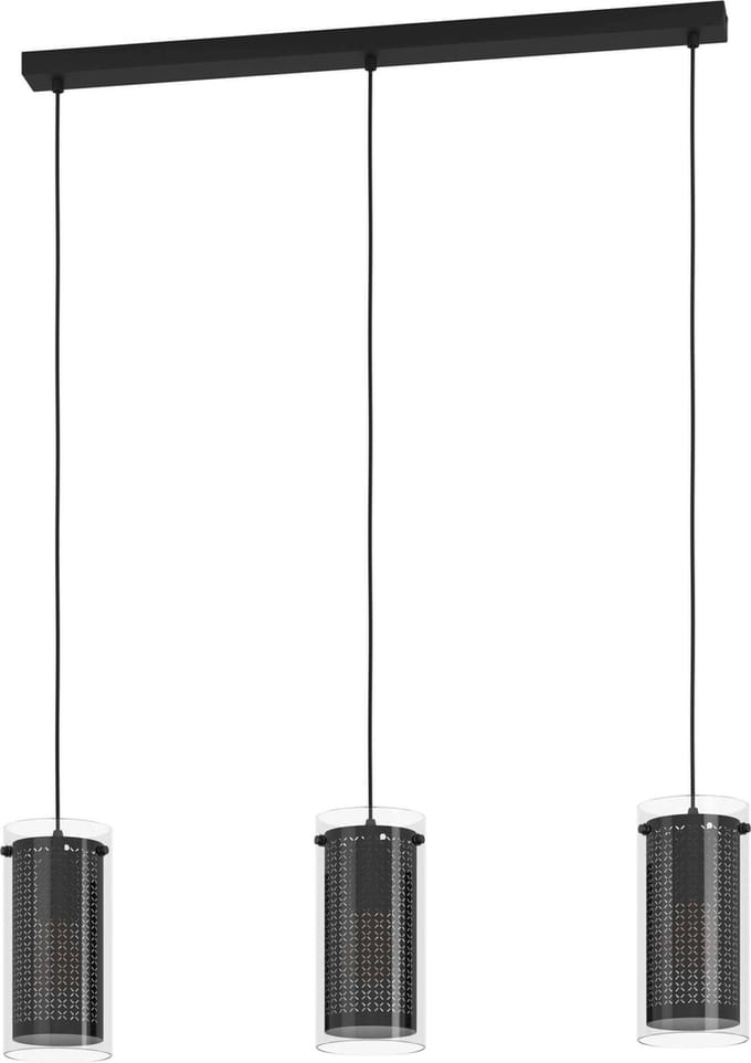 EGLO PINTO TEXTIL 1 long Tafel pendant 3L E27, black/clear/cut-out