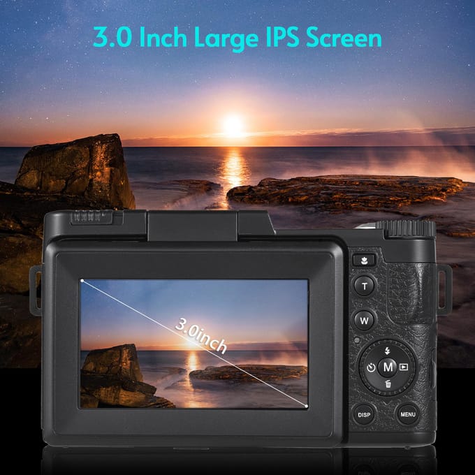 Andoer CD-R5 4K Digitale Camera Digitale Videocamera Camcorder 48MP 3.0 Inch IPS Opvouwbaar Scherm 5X zwart