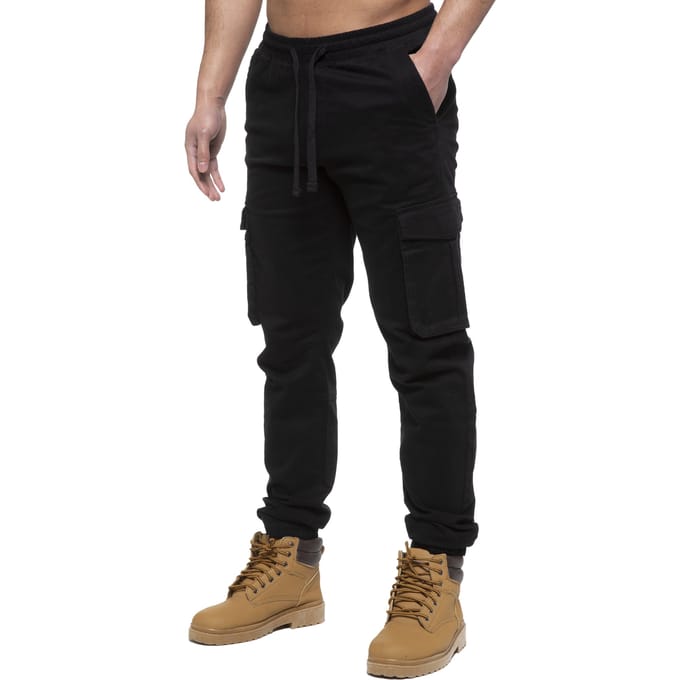 Enzo | Heren Cargo Jogger Jeans - Zwart